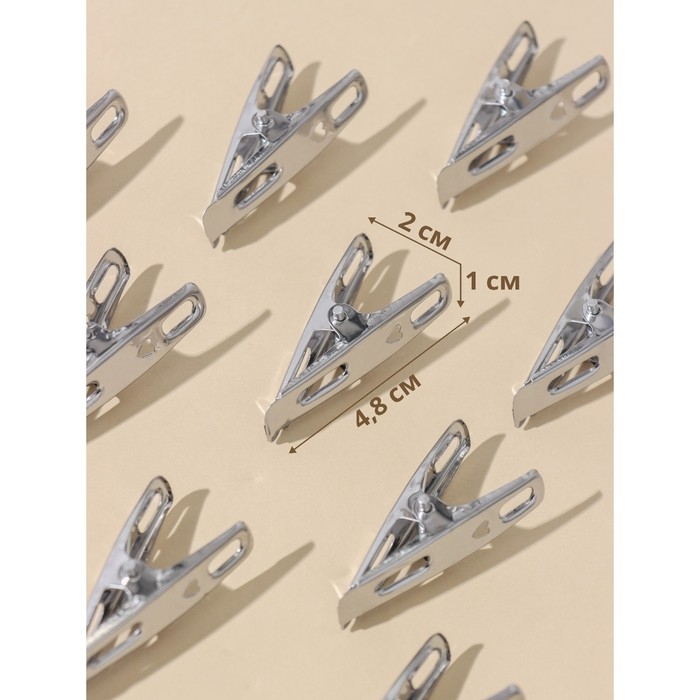 Прищепки бельевые Доляна, 4,5 см, 20 шт, металл, цвет серебряный