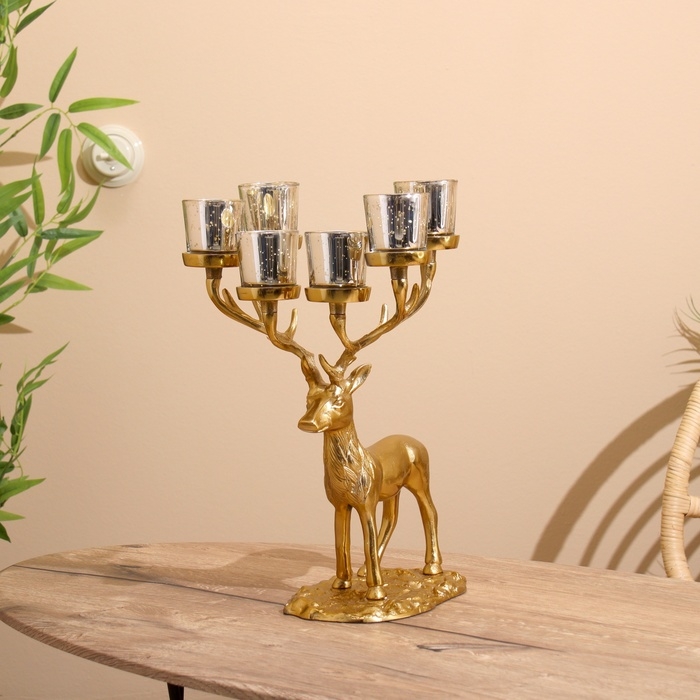 Подсвечник на 6 свечей Подсвечник на 6 свечей "Олень" алюминий 23х28х41 см