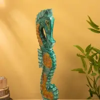 Сувенир интерьерный "Морской конь" 18х9х60 см, дерево, цв. зелёный