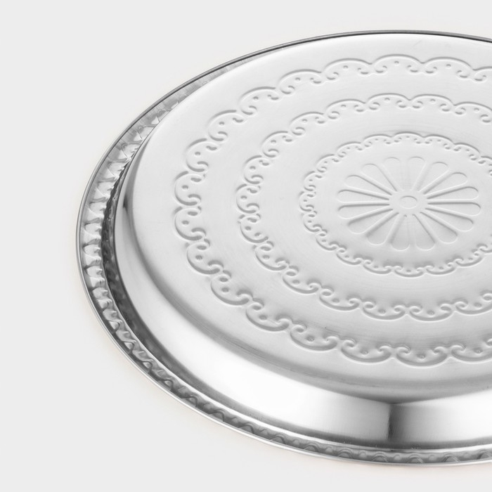 Поднос из нержавеющей стали круглый &laquo;Смеяна&raquo;, d=33 см, цвет серебряный