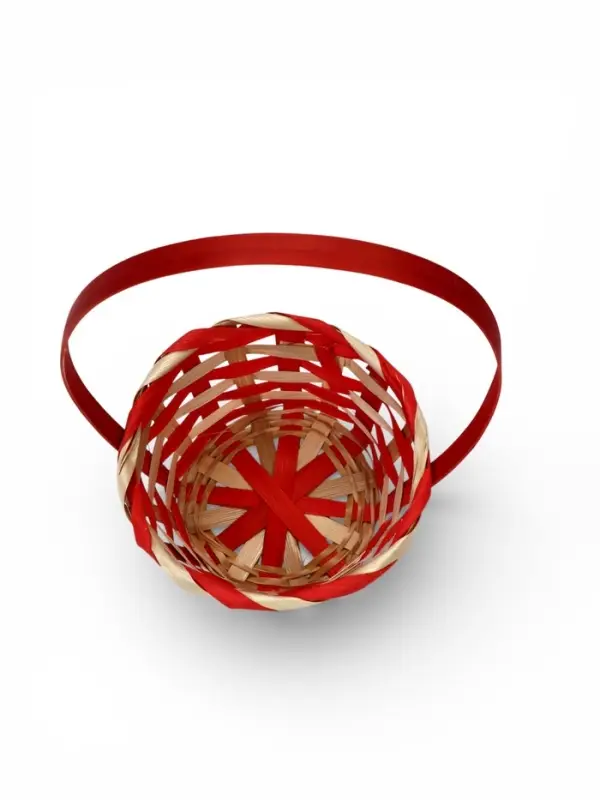 Корзина плетеная 13 х 13 х 9,5 см, ручка h=21 см, красно-белый