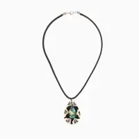 Кулон "Капля" ракушка 25,5 см, цв. чёрно-белый