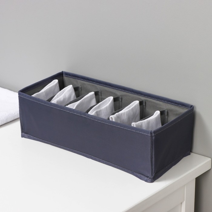 Органайзер для хранения белья LaDо́m, 6 ячеек, 34&times;15&times;10 см, цвет графитовый