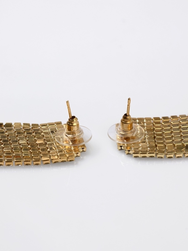 Серьги висячие со стразами &laquo;Водопад&raquo; мягкий квадрат, цвет белый в золоте