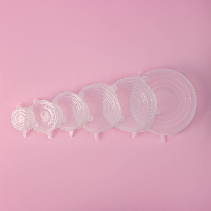 Набор крышек силиконовых Доляна &laquo;Черепашка&raquo;, 6 шт, d=19,2 см, d=15,7 см, d=14 см, d=11,2 см, d=9,2 см, d=6,2 см