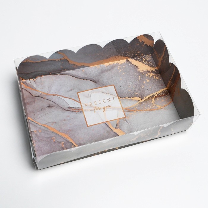 Коробка для печенья, кондитерская упаковка с PVC крышкой, «Мрамор», 20 х 30 х 8 см Коробка для печенья, кондитерская упаковка с PVC крышкой, «Мрамор», 20 х 30 х 8 см