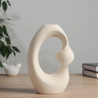 Керамическая ваза декоративная настольная &laquo;Закари&raquo;, для цветов, сухоцветов, d-3 см, 21&times;14 см, бежевый