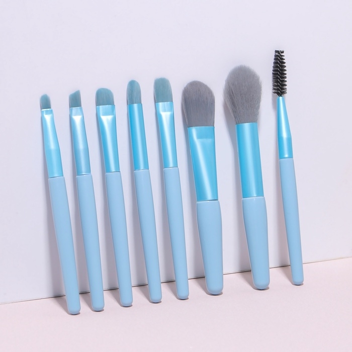 Набор кистей для макияжа &laquo;Pastel&raquo;, 8 предметов, PVC-чехол, цвет голубой