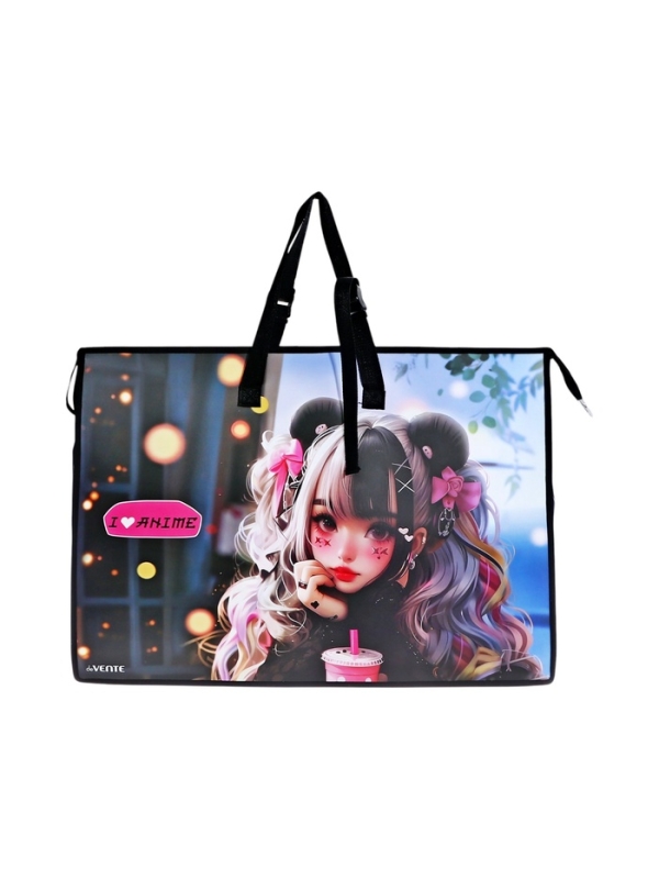 Папка А2 , 650х470х100 мм, deVENTE Папка А2 , 650х470х100 мм, deVENTE "I Love Anime", с ручками, пластиковая, молния сверху, внутренний карман