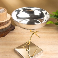 Блюдо сервировочное на подставке "Человек" d 18 см нержавеющая сталь. латунь