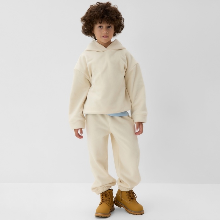 Костюм флисовый (худи и брюки) детский MINAKU: Fleece Soft, цвет бежевый, рост 116 см
