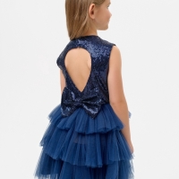 Платье детское с пайетками KAFTAN, размер 32 (110-116 см), синий