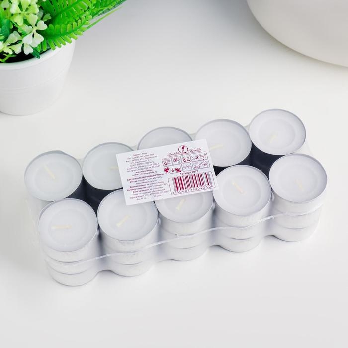 Набор чайных свечей, 3,8х1,6 см, 4 ч, 14 г, 30 штук, белый