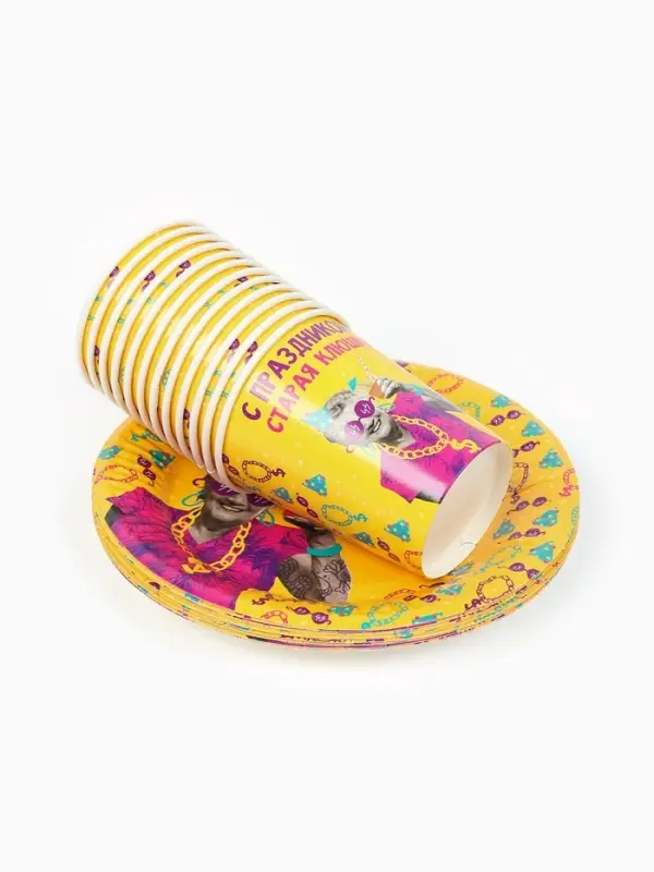 МП Набор бумажной посуды "Старая клюшка",  12 персон