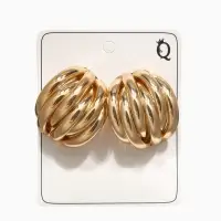 Серьги металл "Кольца" 6 рядов, тренд, цвет золото