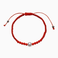 Браслет-оберег &laquo;Красная нить&raquo; женский, защита, бусина, цвет красно-белый, d=6