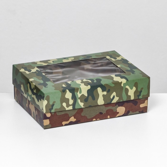 Коробка складная, с окном "Камуфляж"  21 х 15 х 7 см