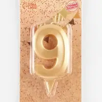 Свеча в торт &laquo;Цифра 9&raquo;, золотая, 6.5 см