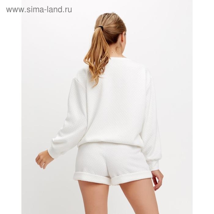 Пижама женская (свитшот, шорты) MINAKU: New happy, размер 54, белая