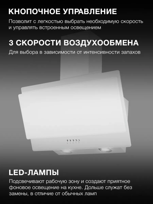 Вытяжка каминная HGH 6830 WG белый