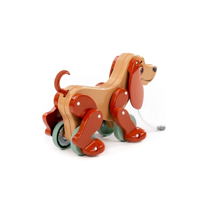 Каталка &laquo;Собака Боби&raquo;, на верёвочке, бежево-коричневый, в пакете