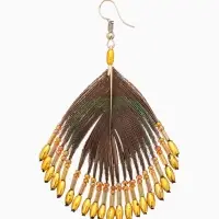 Серьги "Павлин" 5х8 см, цв. жёлтый