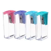 Точилка 1 отверстие ErichKrause "City" Pastel, с контейнером, пластиковая, МИКС