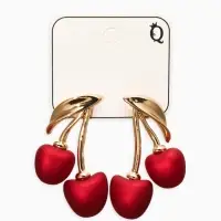 Серьги жемчуг "Вишня", цвет красный в золоте