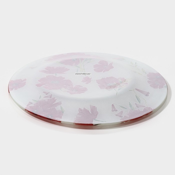 Тарелка стеклянная обеденная Доляна &laquo;Красные маки&raquo;, d=23 см