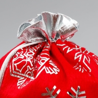 Мешочек подарочный плюш &laquo;Спешу к тебе&raquo;, снежинки, тиснение, 20 х 30 см +/- 1.5 см