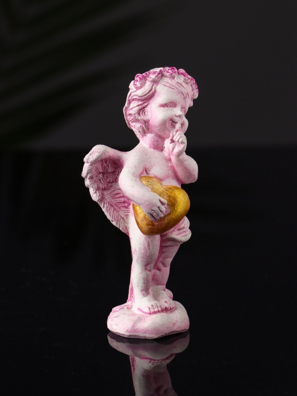 Фигура "Ангел с сердцем" 8,5х3,5 см, розовый