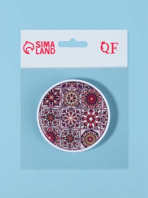 Зеркало складное &laquo;Витраж&raquo;, d = 7,3 см, цвет оранжевый