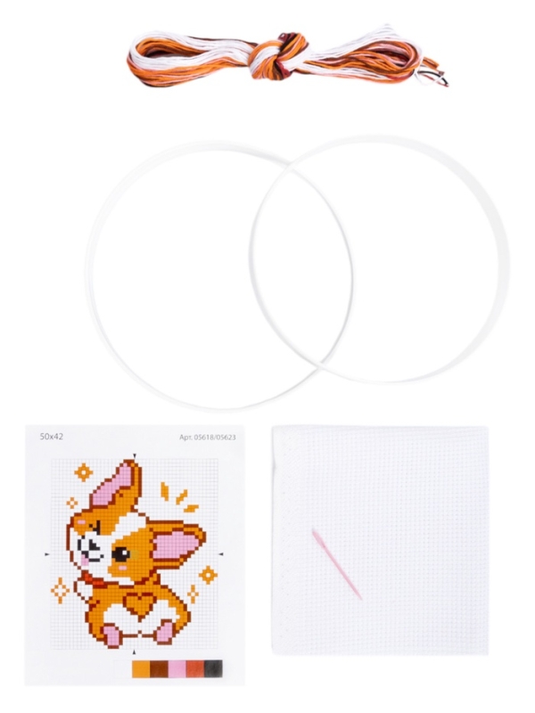 Набор для творчества. Вышивка "Корги-улыбашка" (с пяльцами) 05618