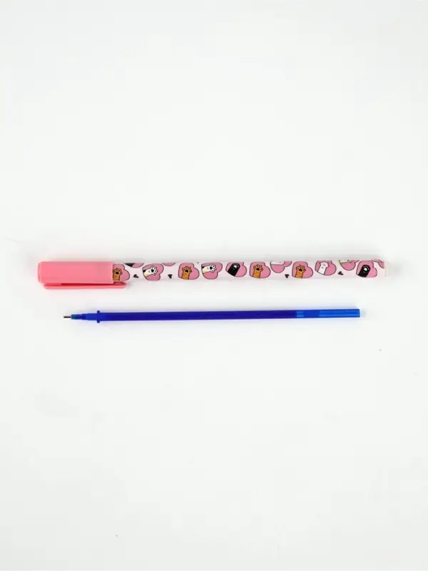 Ручка пластик пиши-стирай с колпачком "Не ручки, а лапки", синяя паста, гелевая 0,5 мм