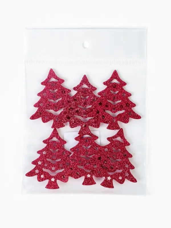Декор "Красные елочки", набор 6 шт.