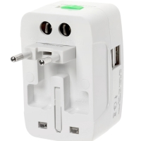 Адаптер универсальный, 3 А, 5 в 1, 1 USB-A, 220 В, белый