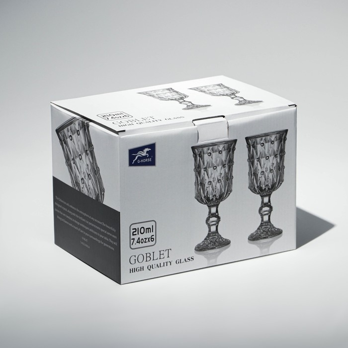 Набор фужеров &laquo;Афродита&raquo;, стеклянный, d=8 см, h=16 см, 210 мл, 6 шт