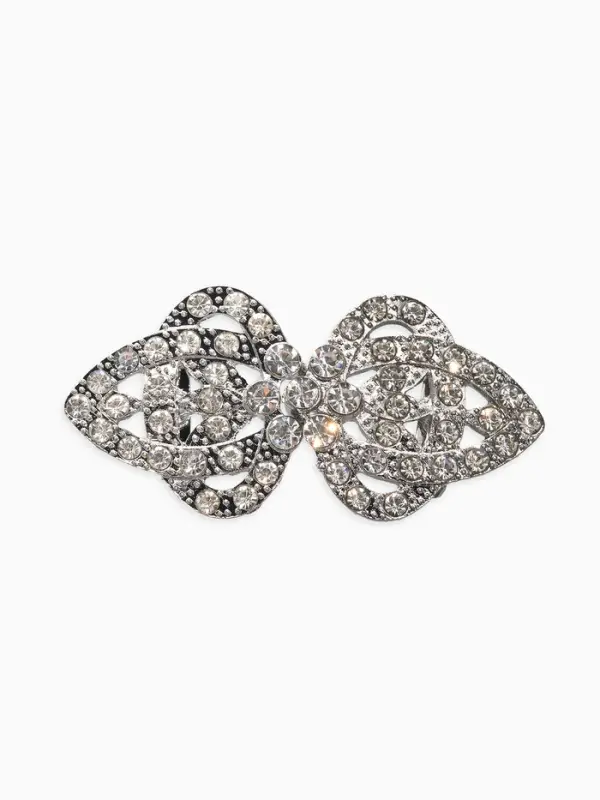 Зажим для кардигана "Ажур", шип, цвет белый в серебре