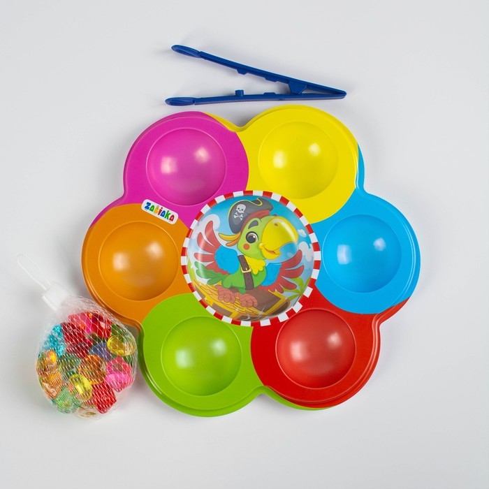 Сортер &laquo;Сокровища пиратов&raquo;, по методике Монтессори, 6 цветов, с пинцетом, 3+