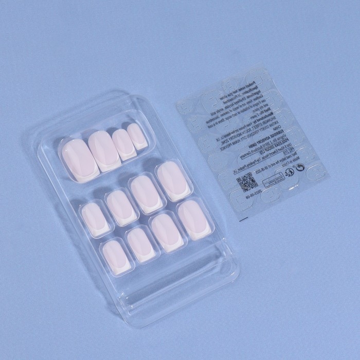 Накладные ногти &laquo;Classic French&raquo;, 24 шт, с клеевыми пластинами, форма мягкий квадрат, цвет нежно-розовый/белый