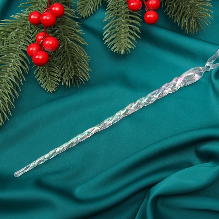 Ёлочная игрушка &laquo;Зимнее волшебство. Кручёная сосулька&raquo; пластик, 23х1 см, прозрачный