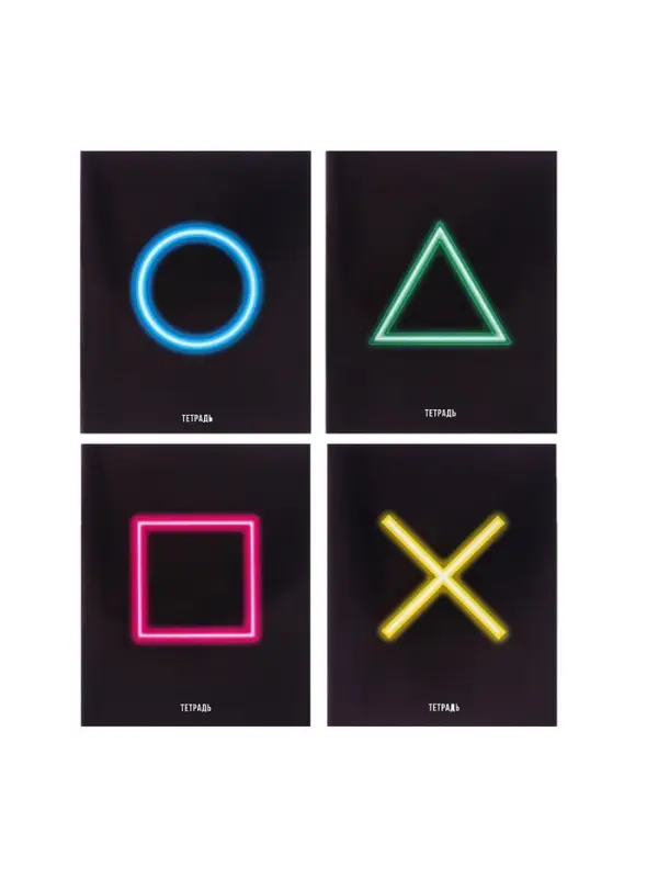 Тетрадь 48 листов в клетку Calligrata &laquo;Фигуры&raquo;, обложка мелованная бумага, блок №2 (серые листы) МИКС