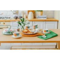 Сервиз фарфоровый чайный Доляна &laquo;Пташка&raquo;, 12 предметов: 6 чашек 250 мл, 6 блюдец d=15 см