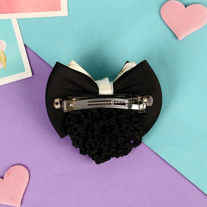 Автомат для волос "Бантик" с сеточкой для пучка, d-10 см, кремовый