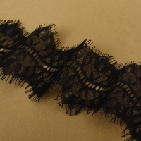 Кружево реснички, 85 мм &times; 9 &plusmn; 0,5 м, в бобине 3 шт по 3 м, цвет чёрный