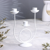 Подсвечник "Трио" металл на 3 свечи, 17х18 см, белый