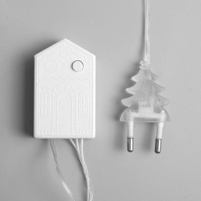 Гирлянда &laquo;Нить&raquo; 4 м с насадками &laquo;Звезда проволока&raquo;, IP20, прозрачная нить, 20 LED, свечение тёплое белое, 8 режимов, 220 В