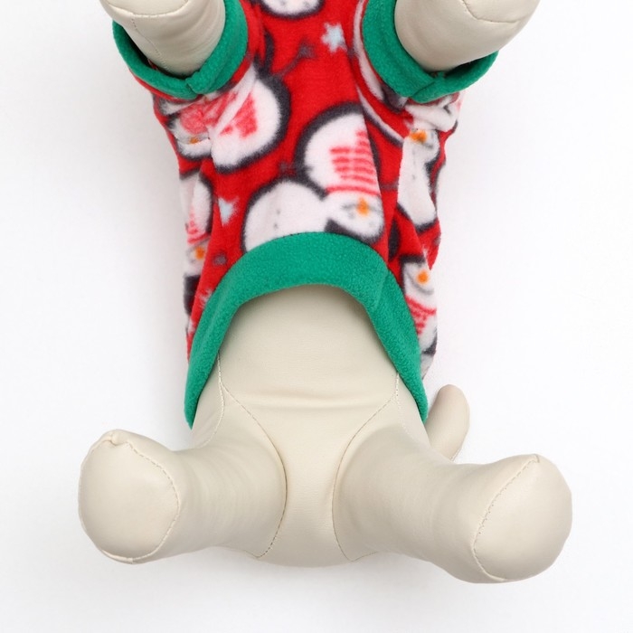 Толстовка для животных Толстовка для животных "Снеговик", размер XS, красная (ДС 21, ОШ 20, ОГ 30 см)