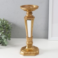 Подсвечник полистоун на 1 свечу "Зазеркалье" золото 10,7х10,7х26,4 см