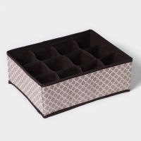 Органайзер для хранения белья Доляна &laquo;Браун&raquo;, 12 ячеек, 32&times;24&times;12 см, цвет коричневый